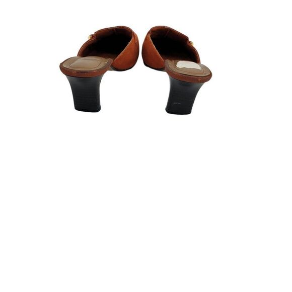 Vtg 90's LifeStride Leather Suede Square Toe Loafer Heeled Mules Orange Sz 7 - Picture 6 of 11